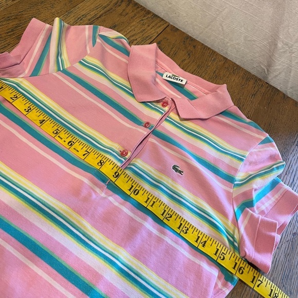 Lacoste Pink Striped Polo Shirt – Size 40 S/M - Picture 3 of 8